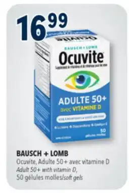 Familiprix Bausch + Lomb Ocuvite eye vitamin and mineral supplement with vitamin D soft gels 50un offer