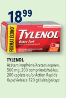 Familiprix Tylenol value pack extra strength 500mg acetaminophen easy to swallow tablets 200un offer