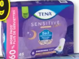 Familiprix Tena Sensitive Care Extra Coverage overnight pads 45un offer