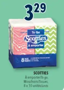 Familiprix Scotties To Go 3-ply tissues Pack 8x10un offer
