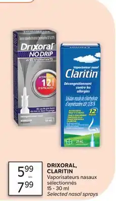 Brunet DRIXORAL, CLARITIN Vaporisateurs nasaux sélectionnés offer