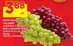 Maxi RAISINS VERTS OU ROUGES SANS PÉPINS | GREEN OR RED SEEDLESS GRAPES offer