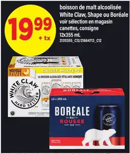 Maxi BOISSON DE MALT ALCOOLISÉE WHITE CLAW, SHAPE OU BORÉALE offer