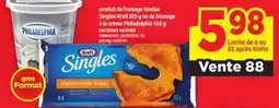 Maxi PRODUIT DE FROMAGE FONDUE SINGLES KRAFT, 825 G OU DE FROMAGE À LA CRÈME PHILADELPHIA, 450 G offer
