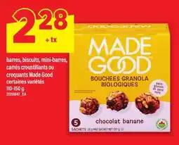 Maxi BARRES, BISCUITS, MINI-BARRES, CARRÉS CROUSTILLANTS OU CROQUANTS MADE GOOD offer