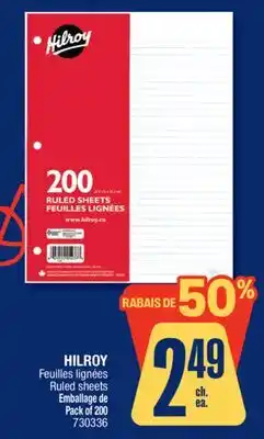 Jean Coutu HILROY Ruled sheets offer