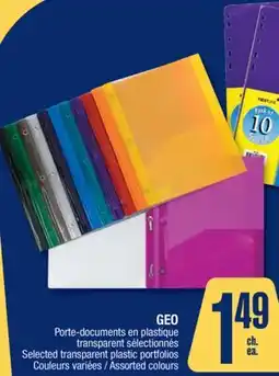 Jean Coutu GEO Selected transparent plastic portfolios offer