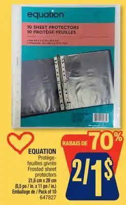 Jean Coutu EQUATION Frosted sheet protectors offer