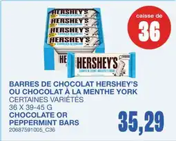 Wholesale Club BARRES DE CHOCOLAT OU CHOCOLAT À LA MENTHE YORK, 36 X offer