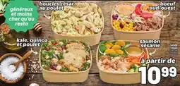 Metro BOUCLES CÉSAR AU POULET, BOEUF SUD-OUEST, SAUMON SÉSAME | MEAL SALAD offer