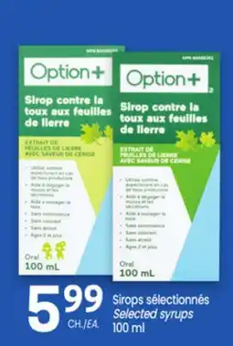 Uniprix OPTION+ Sirops sélectionnés/Selected syrups offer