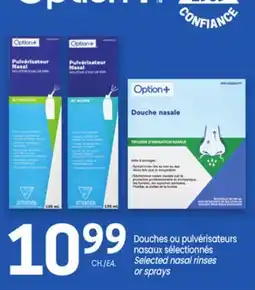 Uniprix Option + Douches ou pulvérisateurs nasaux sélectionnés/Selected nasal rinses or sprays offer