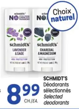 Uniprix SCHMIDT'S Déodorants sélectionnés/Selected deodorants offer