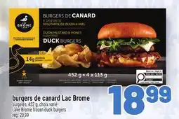 Metro BURGERS DE CANARD LAC BROME | LAKE BROME FROZEN DUCK BURGERS offer