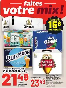 Metro BIÈRE STELLA ARTOIS, BLUE MOON, SAPPORO, CAPTAIN MORGAN, MOTT'S CLAMATO | BEER offer