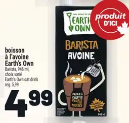 Metro BOISSON À L'AVOINE EARTH'SOWN | EARTH'S OWN BARISTA offer