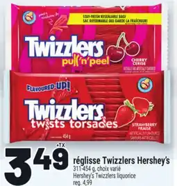 Metro RÉGLISSE TWIZZLERS HERSHEY'S | HERSHEY'S TWIZZLERS LIQUORICE offer