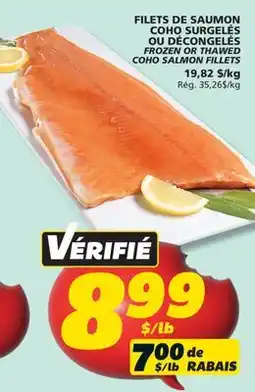 IGA FROZEN OR THAWED COHO SALMON FILLETS offer