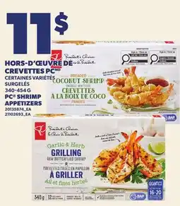 Provigo HORS-D'ŒUVRE DE CREVETTES PC | PC SHRIMP APPETIZERS offer