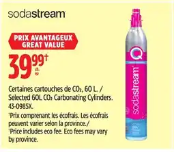 Canadian Tire Selected Sodastream 60L CO2 Carbonating Cylinders offer