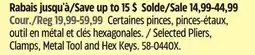 Canadian Tire Selected Irwin Pliers, Clamps, Metal Tool and Hex Keys offer