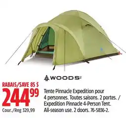 Canadian Tire Expedition Pinnacle 4-Person Tent. All-season use. 2 doors offer
