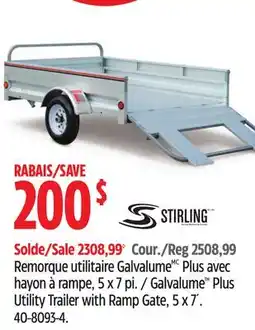 Canadian Tire Stirling Galvalume Plus Utility Trailer with Ramp Gate, 5 x 7´ offer