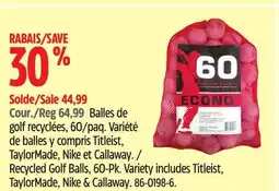 Canadian Tire Recycled Golf Balls, 60-Pk. Variety includes Titleist, TaylorMade, Nike & Callaway offer