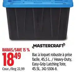 Canadian Tire Mastercraft Heavy-Duty, Easy-Grip Latching Tote offer