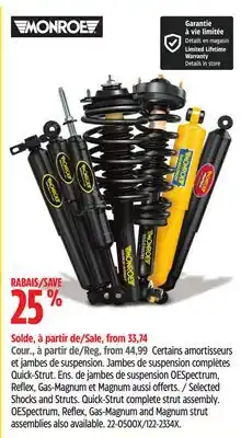 Canadian Tire Selected Monroe Shocks and Struts. Quick-Strut complete strut assembly offer