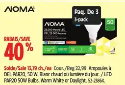 Canadian Tire NOMA LED PAR20 50W Bulbs offer