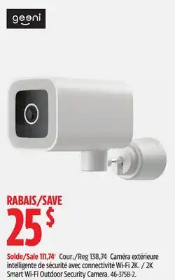Canadian Tire Caméra extérieure intelligente de sécurité avec connectivité Wi-Fi 2K offer