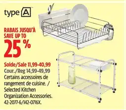 Canadian Tire type A Selected Kitchen Organization Accessories offer