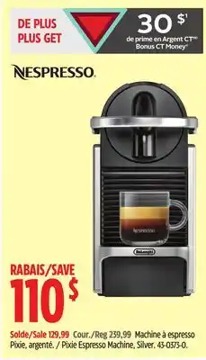 Canadian Tire Nespresso Pixie Espresso Machine, Silver offer
