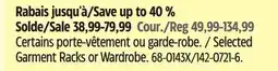 Canadian Tire Selected Garment Racks or Wardrobe offer