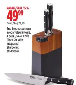 Canadian Tire Vida By Paderno 4-Pc Knife Block Set with Integrated Sharpener offer