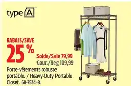 Canadian Tire TYPE A Heavy-Duty Portable Closet offer