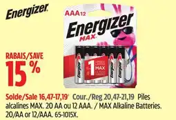 Canadian Tire Energizer MAX Alkaline Batteries offer