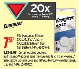 Canadian Tire Energizer CR2032 3V Lithium Coin Cell Battery, 1-Pk offer