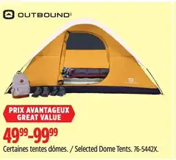 Canadian Tire OUTBOUND Selected Dome Tents offer