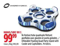 Canadian Tire HYDRO-FORCE Inflatable Floating Quad Party Island with Cooler and Cupholders offer