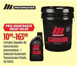 Canadian Tire MotoMaster Selected Automatic Transmission Fluids offer