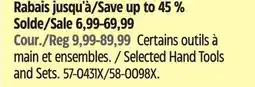 Canadian Tire Selected Mastercraft Hand Tools and Sets offer