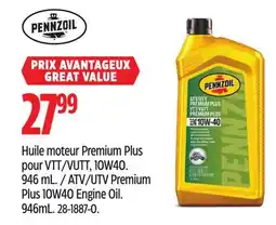 Canadian Tire PENNZOIL ATV/UTV Premium Plus 10W40 Engine Oil offer