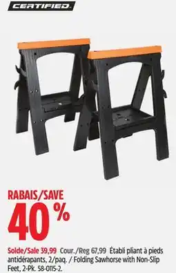 Canadian Tire Folding Sawhorse with Non-Slip Feet, 2-Pk offer