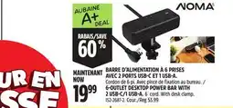 Canadian Tire NOMA 6-OUTLET DESKTOP POWER BAR WITH 2 USB-C/1 USB-A offer