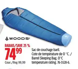 Canadian Tire Barrel Sleeping Bag. 0°C temperature rating offer