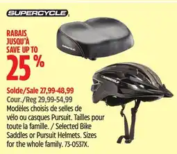 Canadian Tire Selected Supercycle Bike Saddles or Pursuit Helmets offer