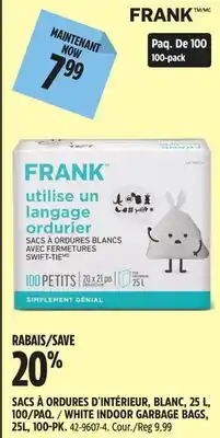 Canadian Tire FRANK WHITE INDOOR GARBAGE BAGS offer