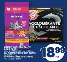 Marché Bonichoix ARM & HAMMER (9,1 ou 12,17 kg) CLUMPING LITTER OR WHISKAS (4 kg) CAT FOOD offer